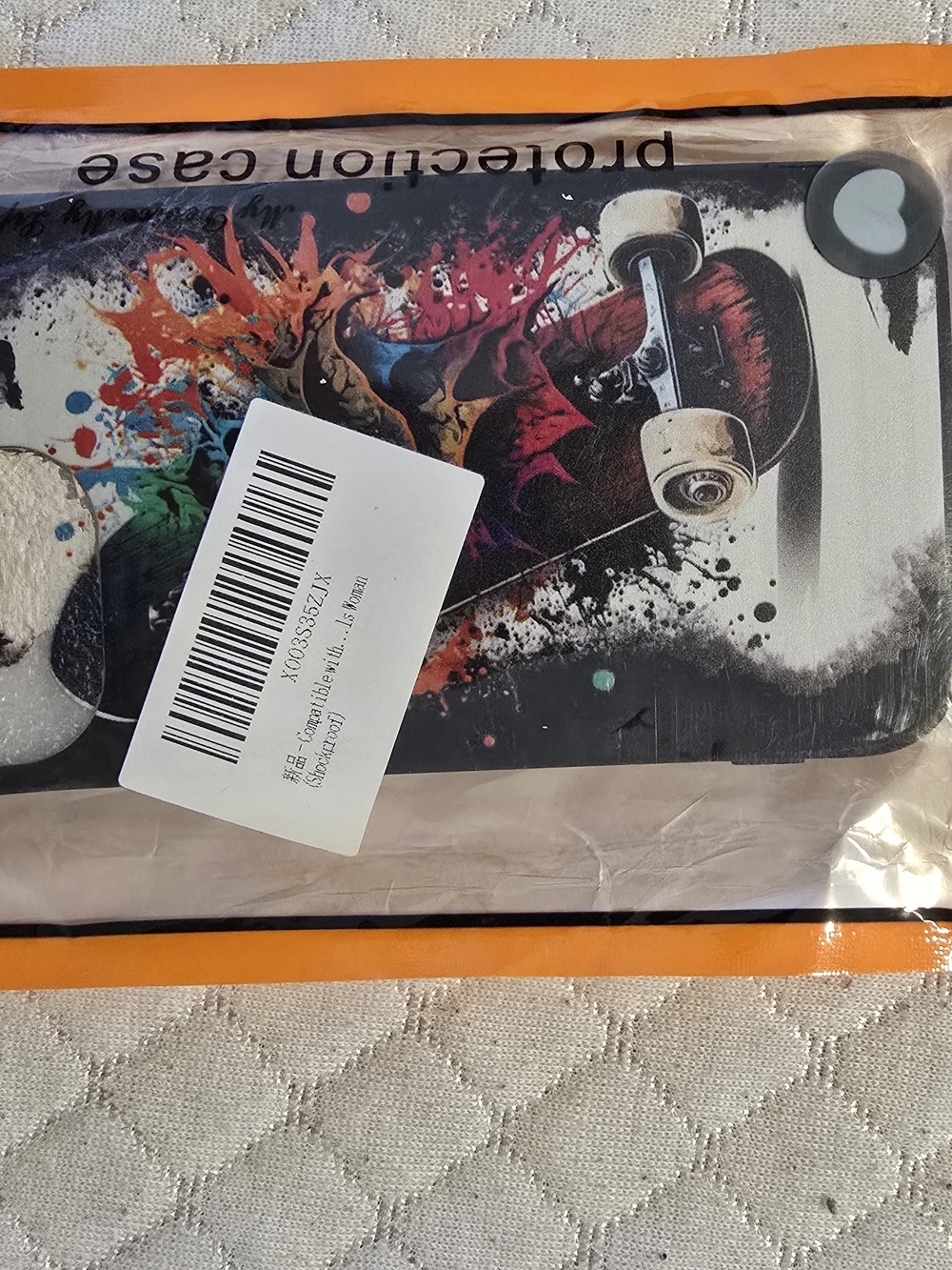 Skateboard Skull Graphic Protective Phone Case – Black Shockproof Cover